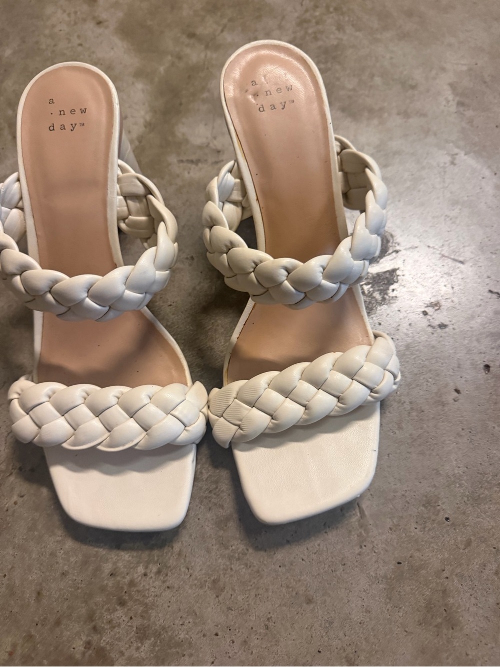 a new day White Braided Square-Toe Slide Heels